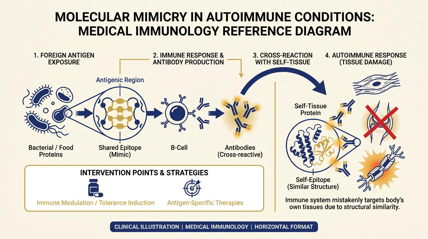 Diagram illustrating molecular mimicry in autoimmune conditions.